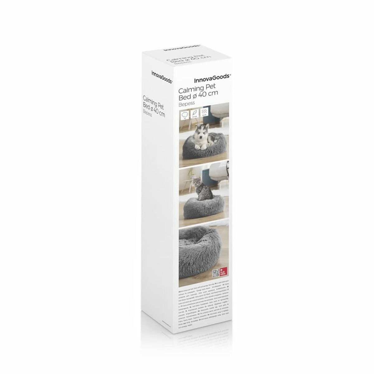 Calming round plush pet bed - view 4