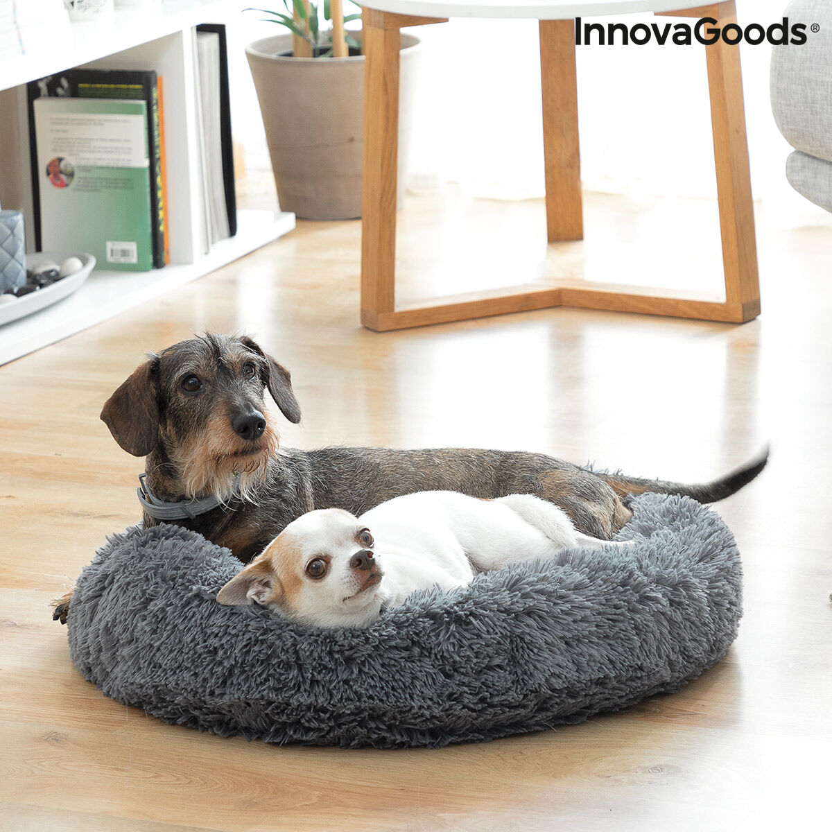 Calming round plush pet bed - view 1