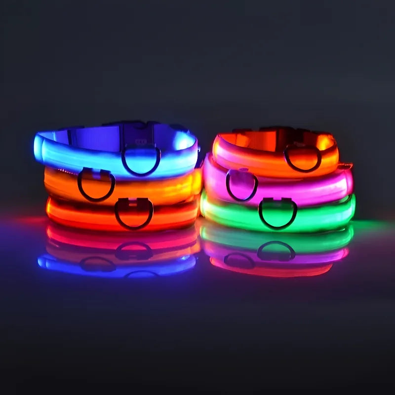 LED Dog Collar Nylon Glow In The Dark Safety-2