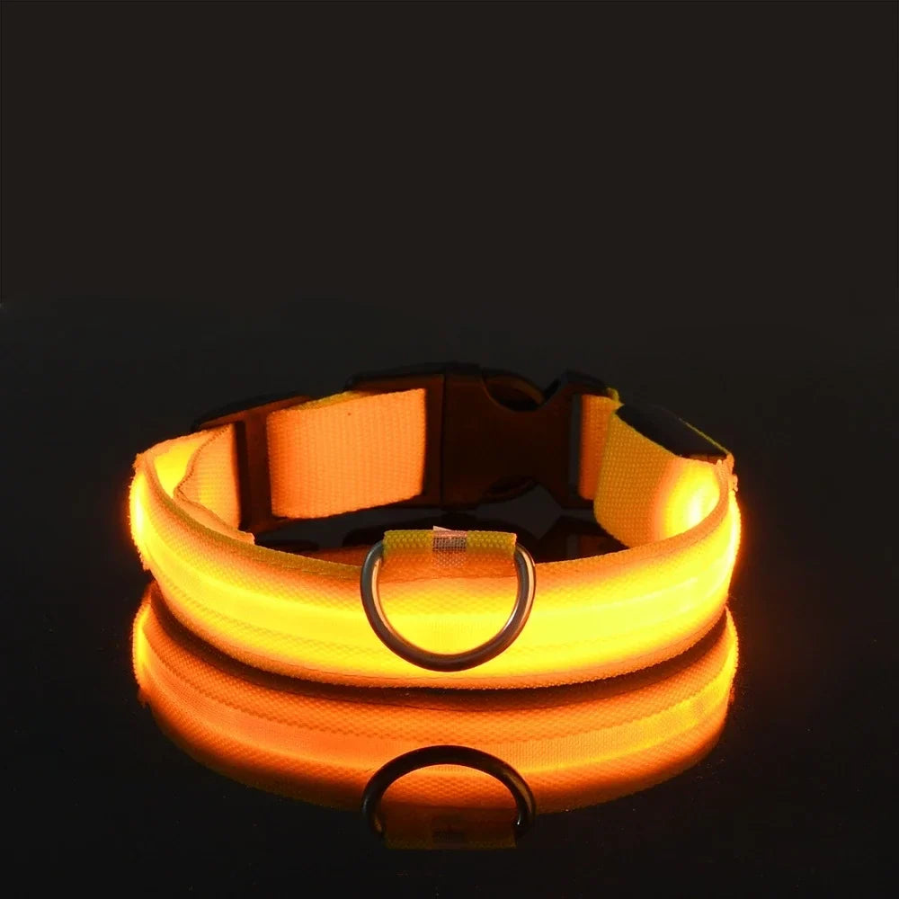 LED Dog Collar Nylon Glow In The Dark Safety-7